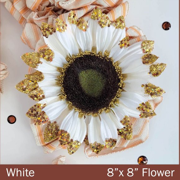 White Sunflower with Gold Glitter Handmade HOME decor - Picture 7 of 9